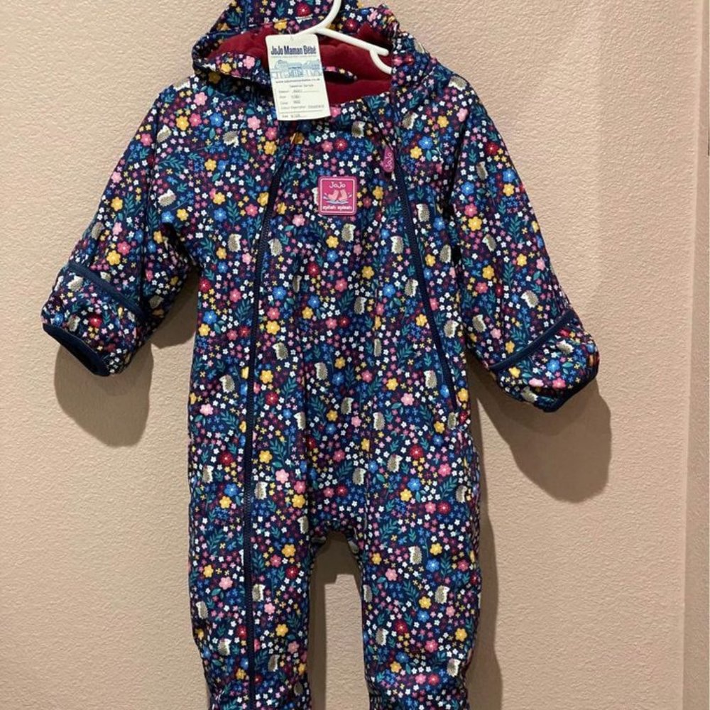 NWT Jojo Maman Bebe Baby Girl’s Blue Floral Snowsuit - 9-12mon